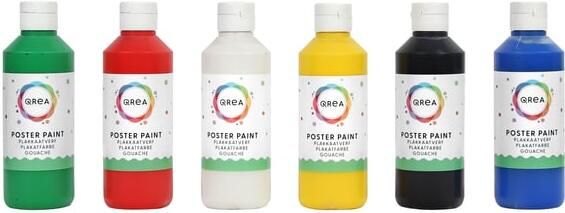 Qrea Plakkaatverf setà 6 standaard kleuren 250ml