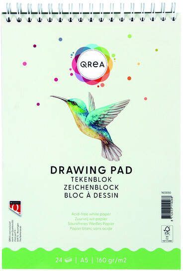 Qrea Tekenblok A5 24 vel 160gr spiraal - Foto 1