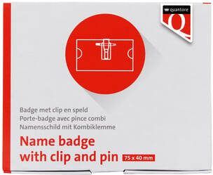 Quantore Badge met clip en speld 40x75mm