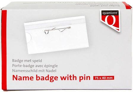 Quantore Badge met speld 40x75mm