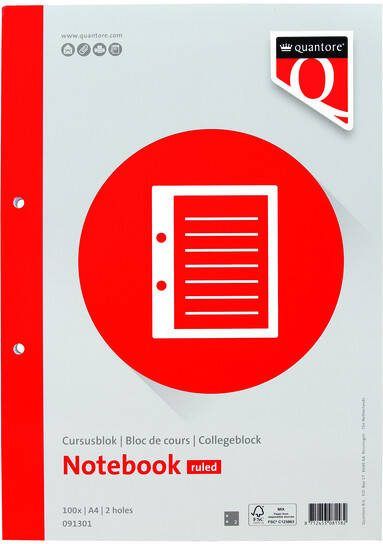 Quantore Cursusblok A4 lijn met kantlijn 200 pagina's 80gr