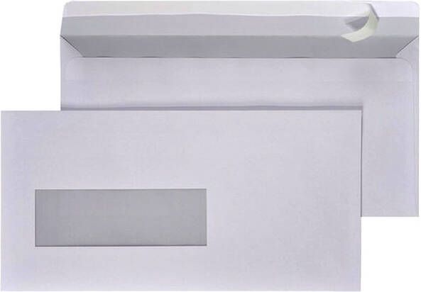 Quantore Envelop 110x220mm venster 3x10cm links zelfkl 25st