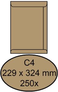 Quantore Envelop akte C4 229x324mm bruinkraft 250stuks