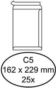 Quantore Envelop akte C5 162x229mm zelfklevend wit 25stuks
