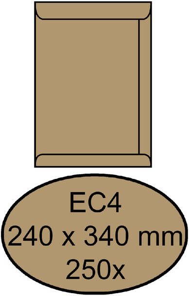 Quantore Envelop akte EC4 240x340mm bruinkraft 250stuks