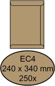 Quantore Envelop akte EC4 240x340mm bruinkraft 250stuks