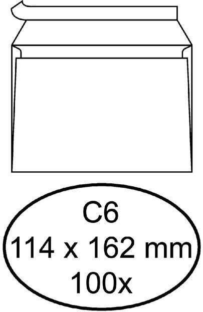 Quantore Envelop bank C6 114x162mm zelfklevend wit 100stuks