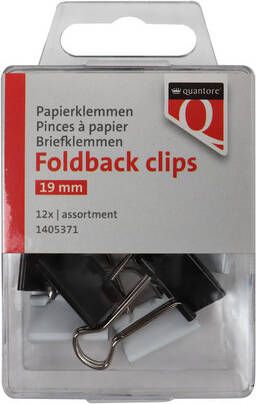 Quantore Foldback clips 19 mm assorti 12 stuks