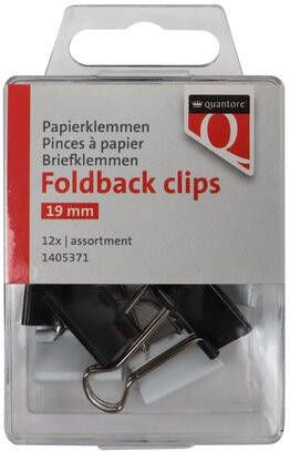 Quantore Foldback clips 19 mm assorti 12 stuks