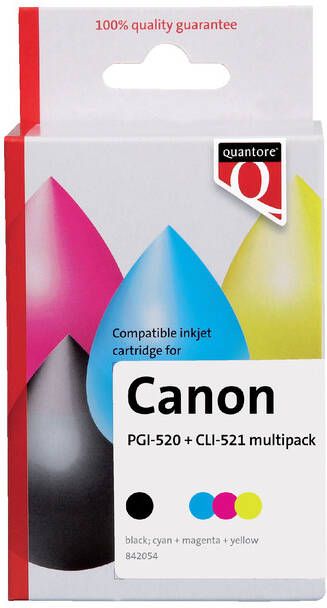 Quantore Inktcartridge Canon PGI-520 CLI-521 2zwart + 3kleur