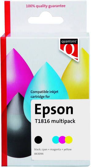 Quantore Inktcartridge alternatief tbv Epson 18XL T1816 zwart 3 kleuren