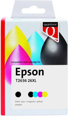 Quantore Inktcartridge alternatief tbv Epson 26XL T2636 zwart 3 kleuren