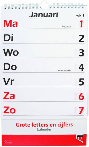 Quantore Kalender 2024 met grote letters en cijfers