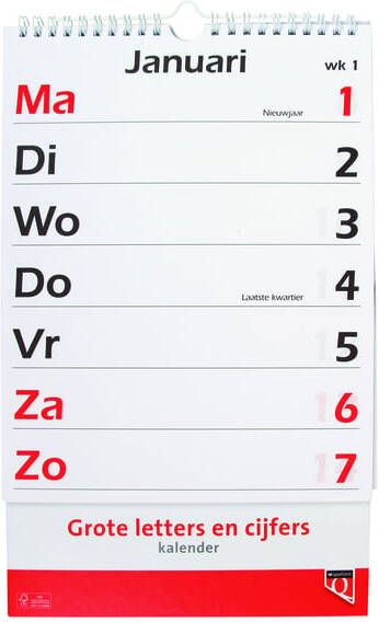 Quantore Kalender 2025 met grote letters en cijfers