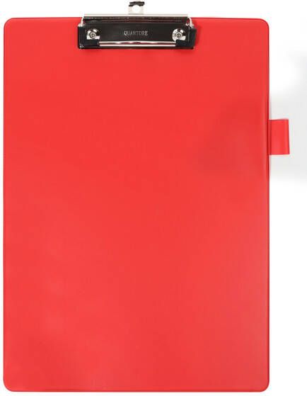 Quantore Klembord A4 staand PVC rood met 100mm klem penlus
