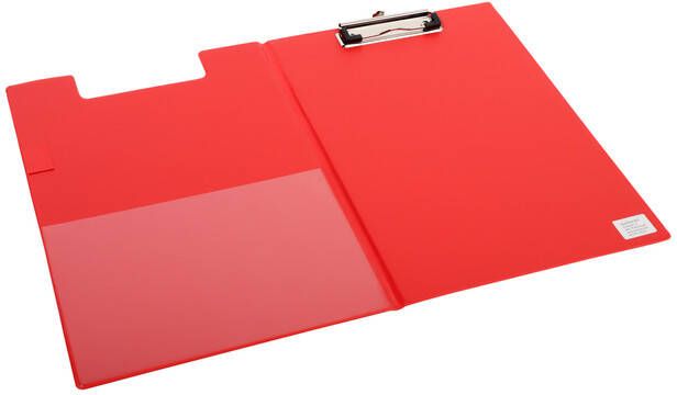 Quantore Klembordmap A4 staand PVC rood met 100mm klem penlus