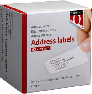 Quantore Labeletiket DK 11209 29x62mm adres wit