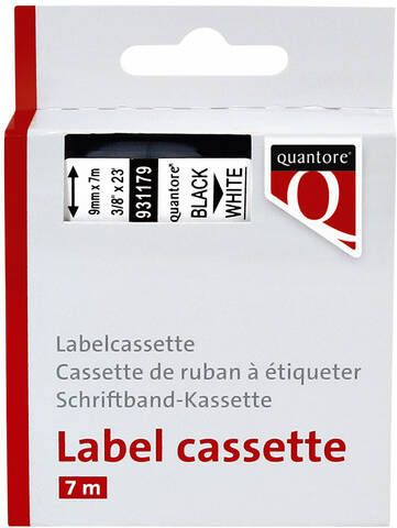 Quantore Labeltape 40913 9mmx7m zwart op wit