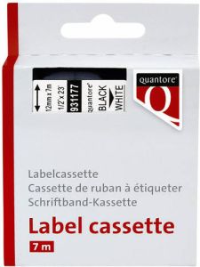 Quantore Labeltape 45013 12mmx7m zwart op wit