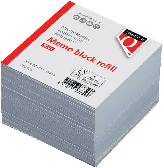 Quantore Memoblaadjes losbladig 90x90x90mm 900 vel