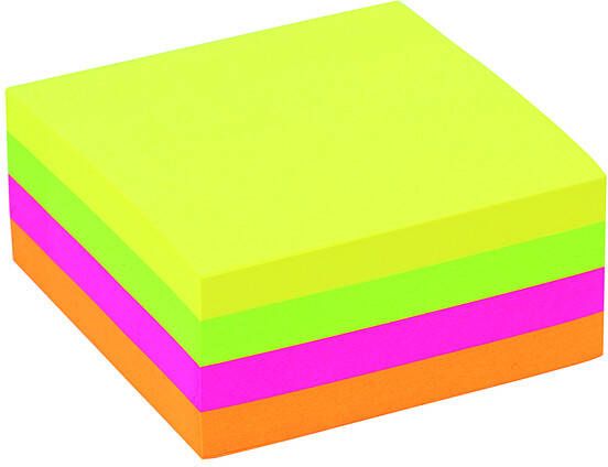 Quantore Memoblok 76x76mm neon kleuren assorti 4 kleuren - Foto 1