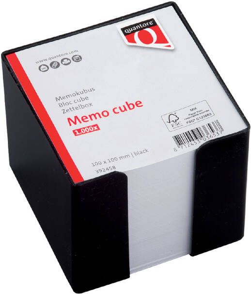 Quantore Memokubus 10x10x9cm zwart met 900vel