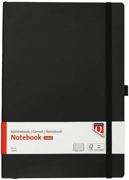 Quantore Notitieboek A4 flex lijn 192blz 80gr zwart