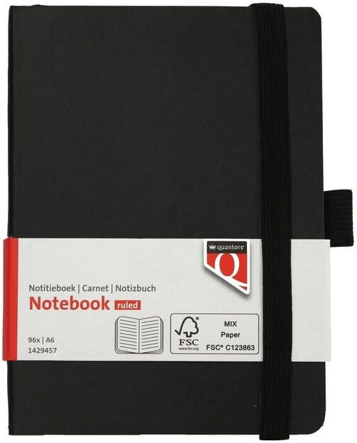 Quantore Notitieboek A6 flex lijn 192blz 80gr zwart