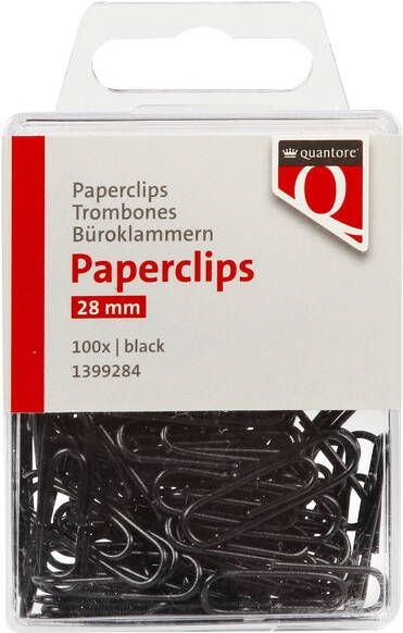 Quantore Paperclip 28mm 100 stuks zwart
