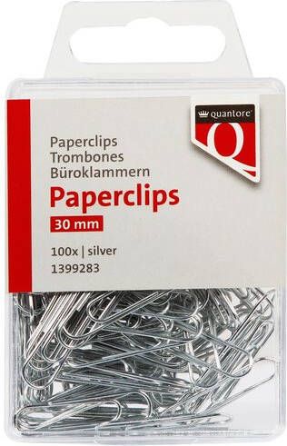 Quantore Paperclip 30mm rond zilver 100 stuks