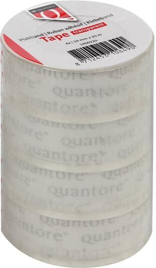Quantore Plakband 19mmx25m transparant 4 rollen