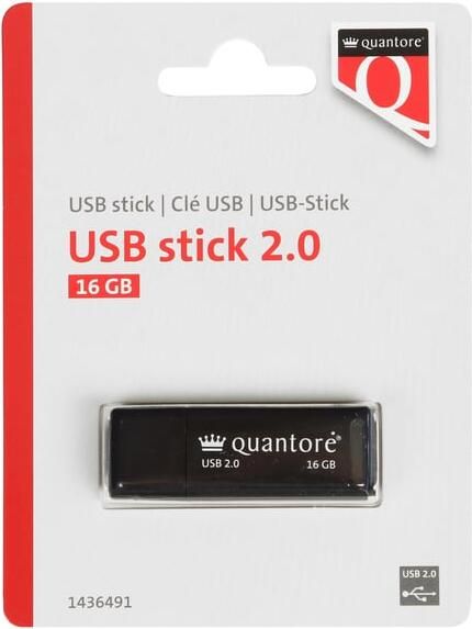 Quantore USB-stick 16GB 2.0 zwart