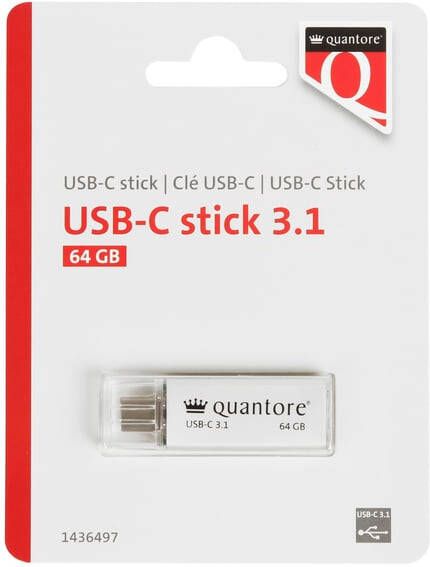 Quantore USB-stick USB-C 64GB 3.1 zilver