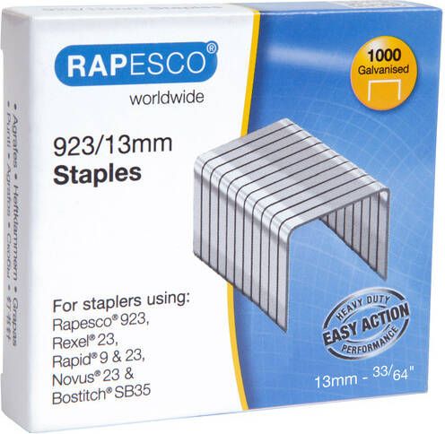Atlanta Rapesco 923 13mm (23 Type) Verzinkt Staples (doos 1000) - Foto 2