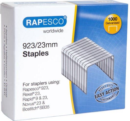 Rapesco nietjes 923 23 mm (type 23) verzinkt doosje met 1000 nietjes