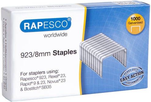 Rapesco 923 8mm (23 Type) Verzinkt Staples (doos 1000)