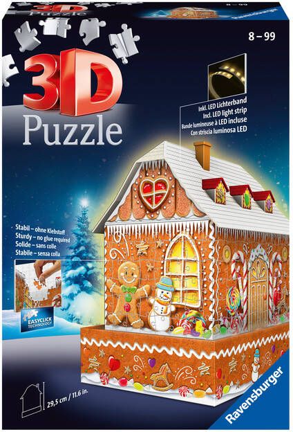 Ravensburger 3D puzzel Kerst Gingerbread House Night Edition 216 stukjes