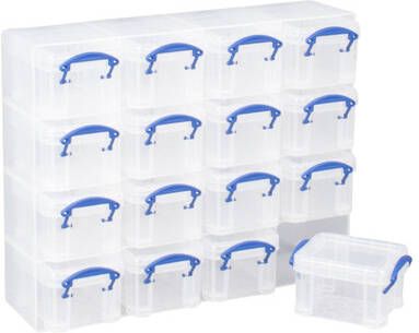 Really Useful Boxes van stevig kunststof | VindiQ Really Useful Box muurkubus met 16 x 0 14 liter transparant