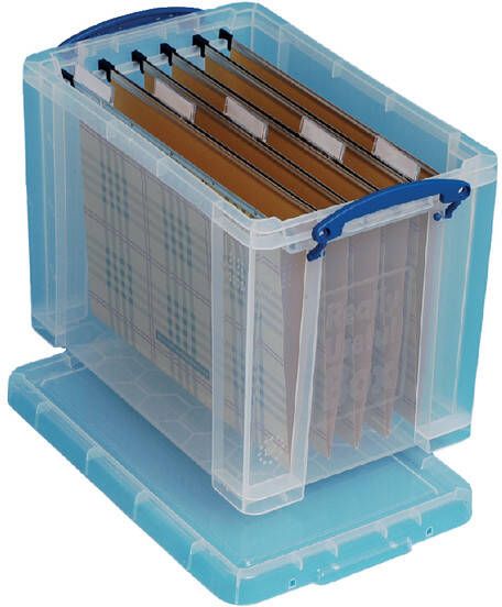 Really Useful Boxes van stevig kunststof | VindiQ Really Useful Box opbergdoos 19 liter hangmappenkoffer transparant