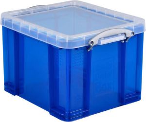 Really Useful Boxes van stevig kunststof | VindiQ Really Useful Box opbergdoos 35 liter transparant blauw
