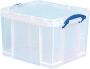 Really Useful Boxes van stevig kunststof | VindiQ Really Useful Box 35 liter transparant per stuk verpakt in karton - Thumbnail 2