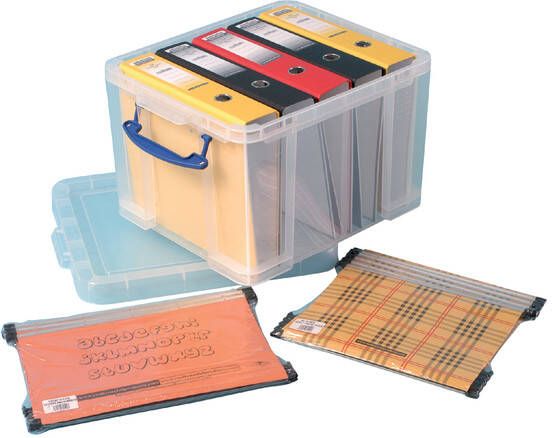 Really Useful Boxes van stevig kunststof | VindiQ Really Useful Box 35 liter transparant per stuk verpakt in karton - Foto 3