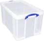 Really Useful Boxes van stevig kunststof | VindiQ Really Useful Box 84 liter transparant per stuk verpakt in karton - Thumbnail 2