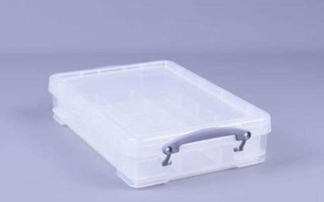 Really Useful Boxes van stevig kunststof | VindiQ Really Useful Box opbergdoos 4 liter met divider transparant - Foto 2