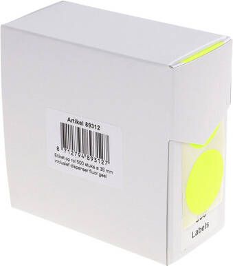 Rillprint Etiket 35mm 500st op rol fluor geel