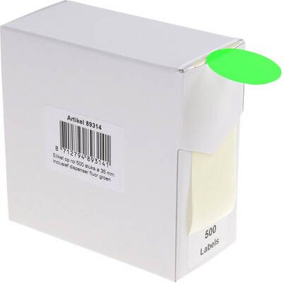 Rillprint ronde etiketten diameter 35 mm rol van 500 stuks fluo groen - Foto 2