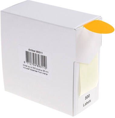 Rillprint ronde etiketten diameter 35 mm rol van 500 stuks fluo oranje - Foto 2