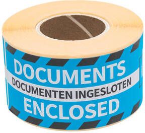 Rillprint Waarschuwingsetiket documents enclosed 46x125mm blauw