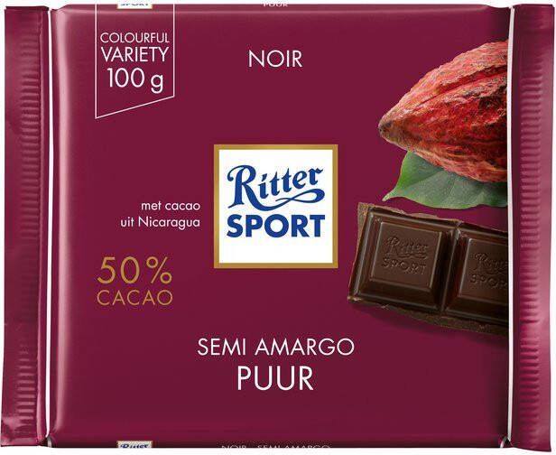 Ritter Sport Chocolade puur 100gr