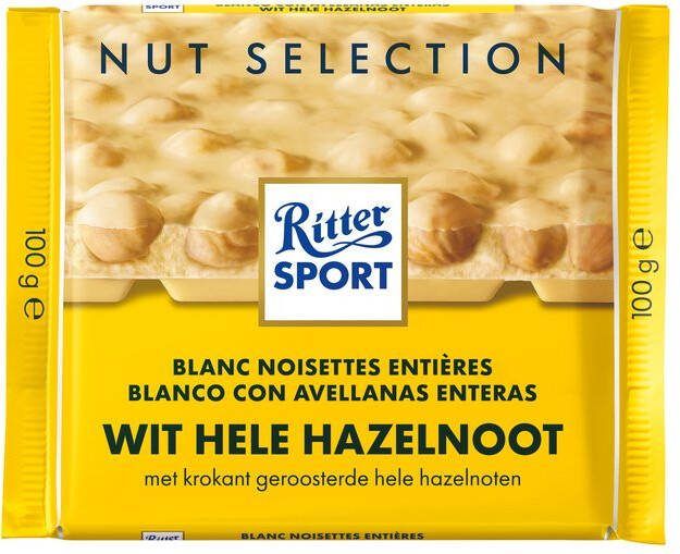 Ritter Sport Chocolade wit-hele hazelnoot 100gr